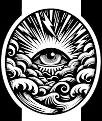 a black and white image of an all seeing eye